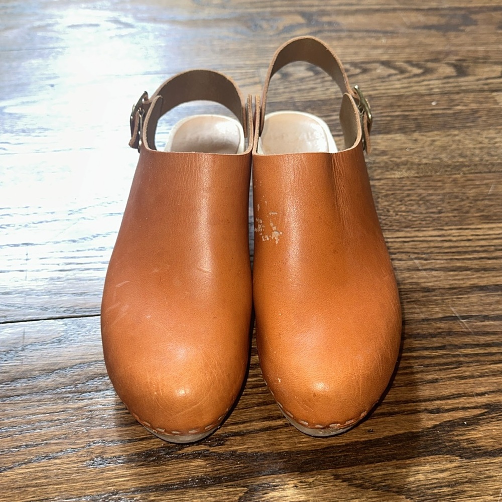 Classic Bryr Suzie Whisky Leather Clogs low heel 36 6.5 As is - Picture 3 of 11